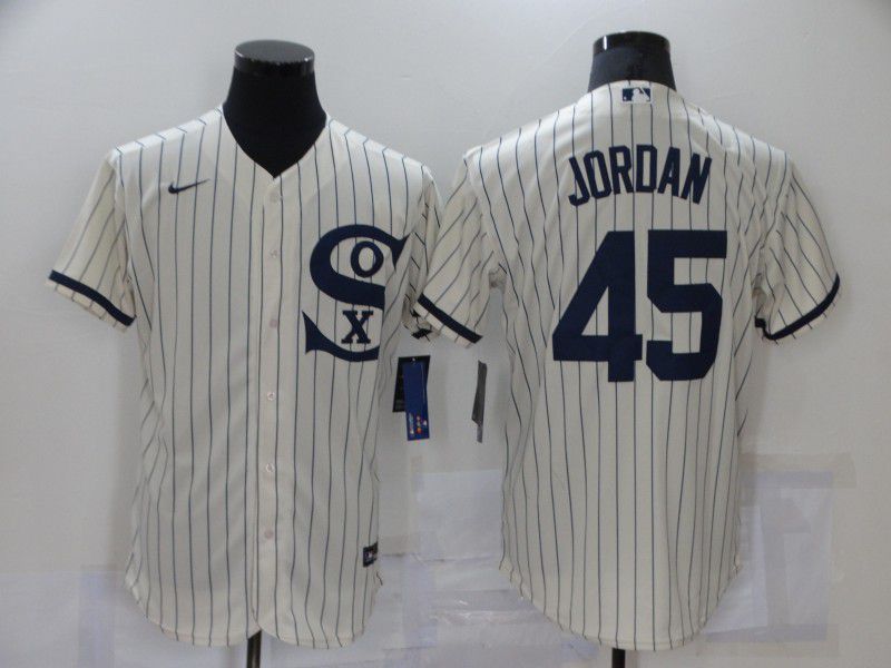 Men Chicago White Sox 45 Jordan Cream stripe Dream version Elite Nike 2021 MLB Jerseys